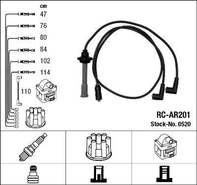 NGK Tennplugg kabelsett 0520 NGK 0520 Tennpluggkabler 6 (119) pris