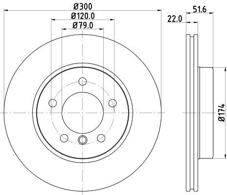 HELLA Δισκόπλακα 8DD 355 106-551 HELLA 8DD355106-551 Δισκόπλακες B12 Sedan (E38) τιμες