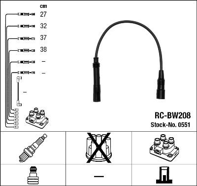 NGK Ignition Cable Kit 0551 0551 NGK ignition leads for BMW 4 Series