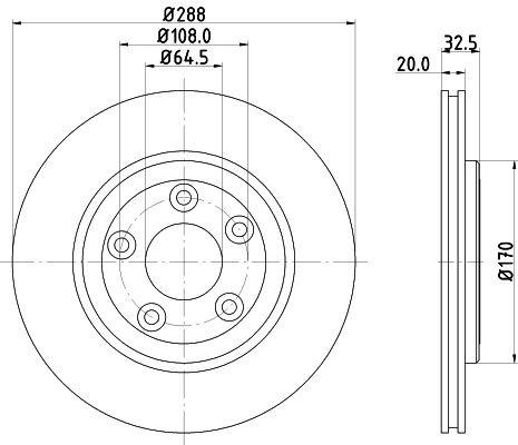 HELLA Δισκόπλακα 8DD 355 106-831 Αγωνιστικές δισκόπλακες HELLA Ford USA F-350 8DD 355 106-831