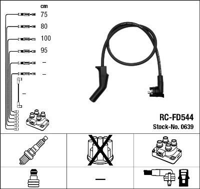 NGK Kit cavi candele 0639 NGK 0639 Fili candele Ford Fiesta 4 originale prezzo