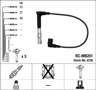 Kit cavi candele NGK 0736 NGK 0736 costo Cavi candele Mercedes Classe C 2012