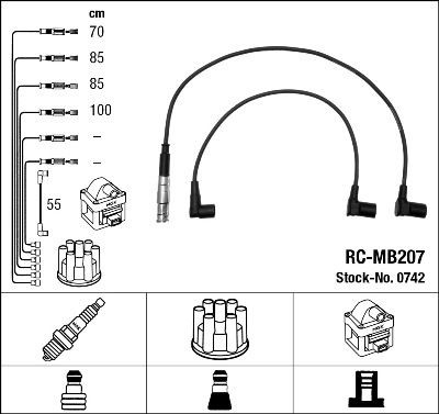 NGK Ignition Cable Kit 0742 MERCEDES-BENZ 123-Series NGK ignition leads 0742