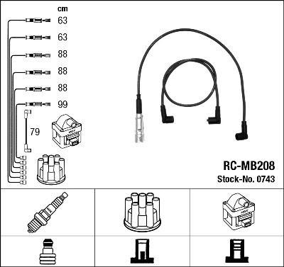 NGK Süütesüsteemikomplekt 0743 NGK 0743 Küünlajuhtmed Mercedes W123 hind