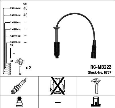 NGK Tennplugg kabelsett 0757 NGK 0757 originale Pluggledninger Korando IV SUV (C300) hva koster