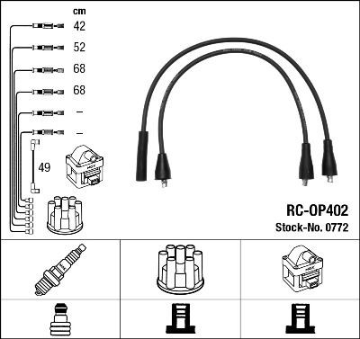 Ignition Cable Kit NGK 0772 NGK 0772 Peugeot 207 2009 Ignition cable price