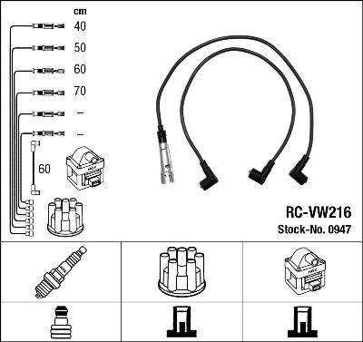 NGK Bougiekabels 0947 NGK 0947 Bobine, kabel VW Polo 3 prijs