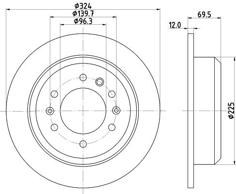 HELLA Disco freno 8DD 355 114-041 HELLA 8DD 355 114-041 Disco freno KIA Carnival / Grand Carnival II (VQ) 3.5 CVVT 276 CV 2013