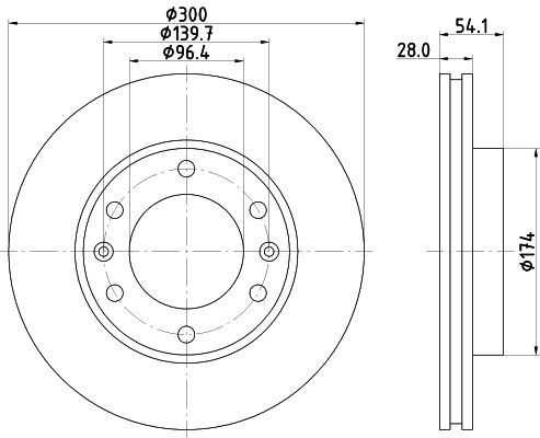 Disco de travão HELLA 8DD 355 114-341 HELLA 8DD 355 114-341 Disco KIA SEDONA 2011