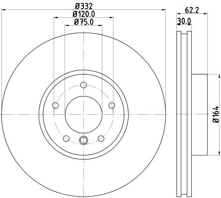 HELLA Brake disc 8DD 355 117-731 BMW 6 Series HELLA performance brake discs 8DD355117731