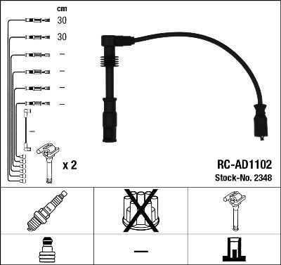 NGK Augstsprieguma vadu komplekts 2348 Svečvadi NGK Audi Q5 2348