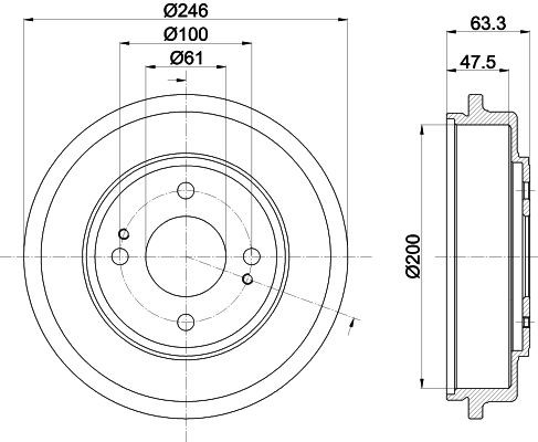HELLA Tambour de frein 8DT 355 302-401 8DT 355 302-401 Tambour de frein HONDA CIVIC HELLA