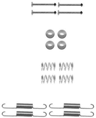 HELLA Monteringssats för bromsbackar (parkeringsbroms) 8DZ 355 201-991 8DZ 355 201-991 HELLA monteringssats bromsbackar KIA PRIDE