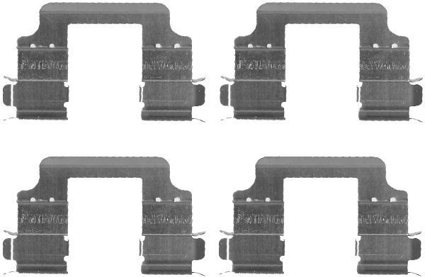HELLA Jarrupalojen asennussarja 8DZ 355 203-321 TESLA Tarvikesarja, jarrupala HELLA 8DZ 355 203-321