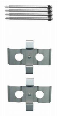 HELLA Accessory Kit, disc brake pads 8DZ 355 203-481 Mercedes 190 HELLA brake pad fitting kit 8DZ355203481