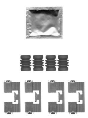 HELLA Monteringssett, bremseklosser 8DZ 355 205-171 Tibehørsett, skivebremse belegg HELLA Opel ADAM 8DZ 355 205-171