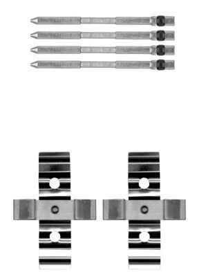 HELLA Monteringssett, bremseklosser 8DZ 355 205-261 8DZ 355 205-261 Tibehørsett, skivebremse belegg OPEL ADAM HELLA