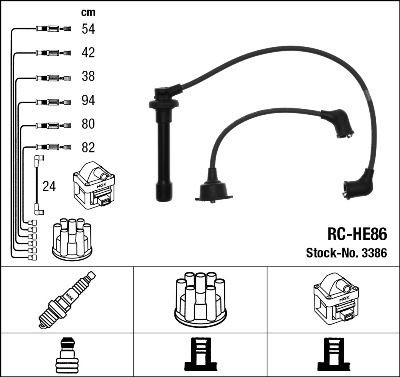 NGK Tennplugg kabelsett 3386 Tennpluggkabler NGK Honda CITY 3386