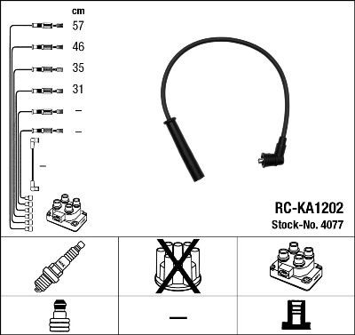 NGK Tändkabelsats 4077 4077 NGK tändkablar KIA CERATO