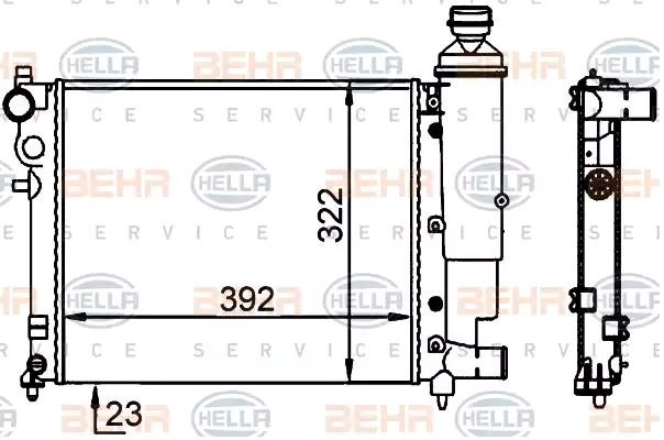 HELLA Køler, motorkøling 8MK 376 701-684 Køler HELLA Citroën C15 8MK 376 701-684