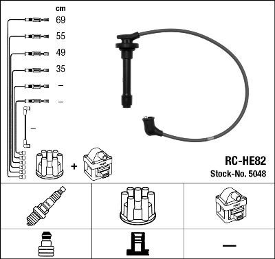 NGK Süütesüsteemikomplekt 5048 NGK 5048 Süütejuhtmed SsangYoung KORANDO originaal