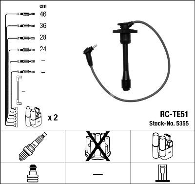 NGK Tennplugg kabelsett 5355 5355 Tennkabler TOYOTA YARIS NGK