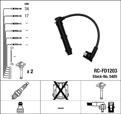 Süütesüsteemikomplekt NGK 5405 NGK 5405: Küünlajuhtmed Ford GALAXY 2019