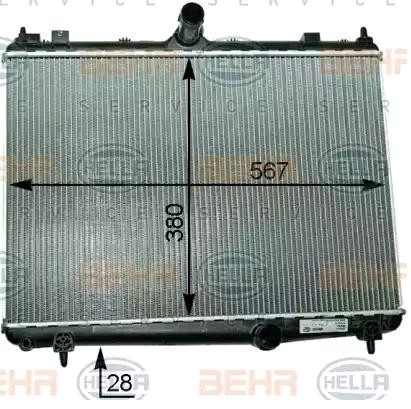 HELLA Radiator, motorkjøling 8MK 376 910-201 8MK 376 910-201 Radiator HELLA PEUGEOT 2008