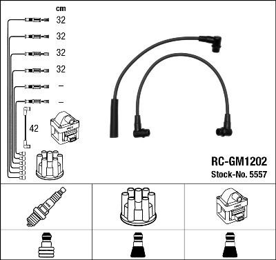 NGK Tennplugg kabelsett 5557 NGK 5557 Tennplugg kabelsett JEEP Comanche (MJ) 4.0 178 hk 1990