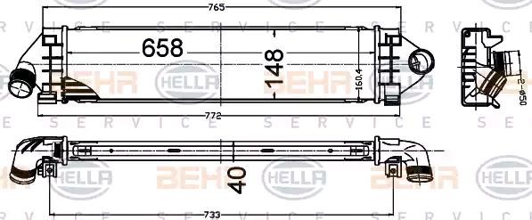 HELLA Intercooler 8ML 376 791-764 Radiador do ar de sobrealimentação HELLA Volvo 760 8ML 376 791-764
