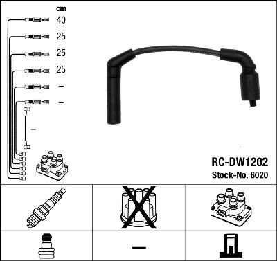 Kit cavi candele NGK 6020 NGK 6020 Cavi candele DAEWOO KALOS 2013