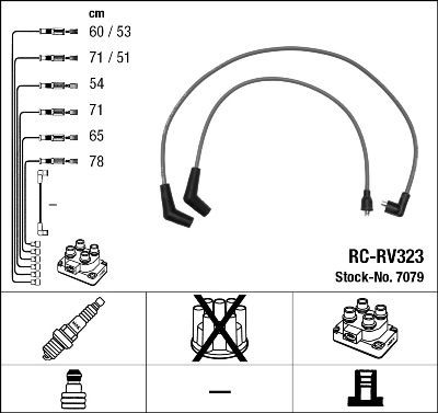 NGK Ignition Cable Kit 7079 LAND ROVER 88/109 NGK ignition leads 7079