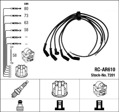 Kit cavi candele NGK 7201 RC-AR610 NGK 7201 Fili candele Alfa Romeo 159 2012