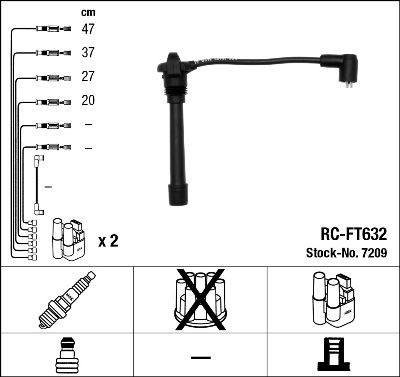 NGK Kit de câbles d'allumage 7209 7209 NGK Faisceau d'allumage Fiat pas cher