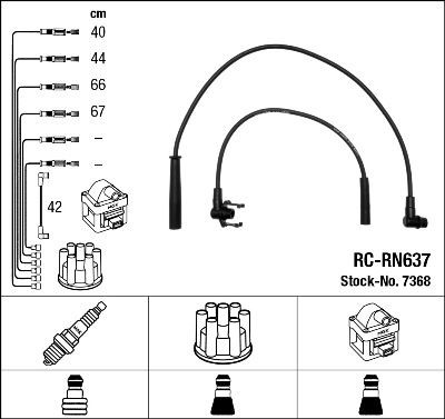Σετ καλωδίων υψηλής τάσης NGK 7368 NGK 7368 Μπουζοκαλώδια RENAULT MEGANE 2005
