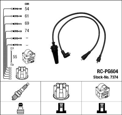 NGK Süütesüsteemikomplekt 7374 Küünlajuhtmed NGK Peugeot 308 7374