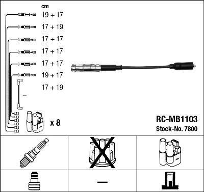 Kit cavi candele NGK 7800 NGK 7800 Cavi candele MERCEDES-BENZ Classe C 2006