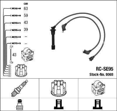 NGK Tennplugg kabelsett 8068 NGK 8068 Tennpluggkabler Suzuki Vitara mk1 Cabrio pris