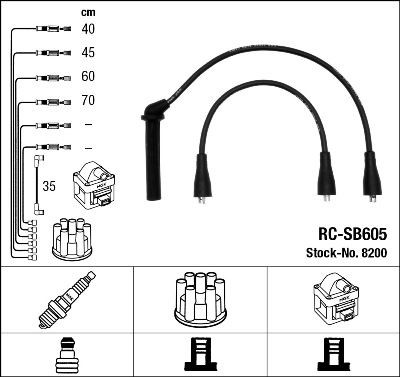 Süütesüsteemikomplekt NGK 8200 NGK 8200 SAAB 9-3 2003 Küünlajuhtmed