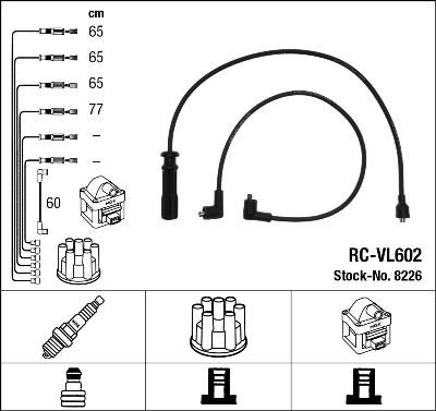 NGK Kit de câbles d'allumage 8226 NGK 8226 Fils d'allumage Volvo 240 Break prix