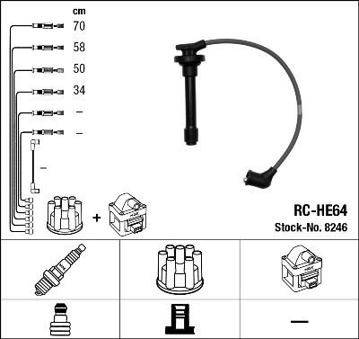 NGK Süütesüsteemikomplekt 8246 NGK 8246 originaal Küünlajuhtmed SSANGYONG KORANDO hind
