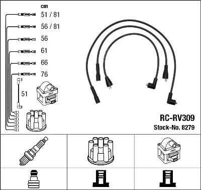 NGK Bougiekabels 8279 8279 Bougiekabel LAND ROVER DEFENDER NGK
