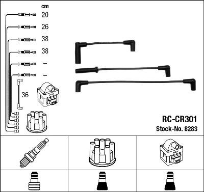Tennplugg kabelsett NGK 8283 NGK 8283 Tennkabler JEEP WRANGLER 2004