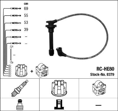 NGK Tennplugg kabelsett 8379 Tennkabler NGK CITY 8379 billige
