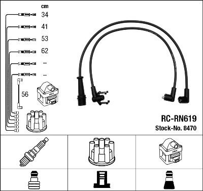 Kit cavi candele NGK 8470 NGK 8470 costo Cavi candele Renault TRAFIC 2009