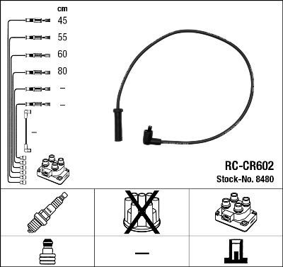 NGK Kit de câbles d'allumage 8480 NGK 8480 Fil de bougie Lancia Y pas cher