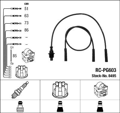 NGK Sada zapaľovacích káblov 8495 Sviečkové káble NGK Peugeot 5008 8495