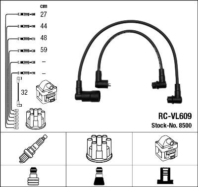 NGK Σετ καλωδίων υψηλής τάσης 8500 NGK 8500 Μπουζοκαλώδια VOLVO 440 K (445) σε χαμηλές τιμές