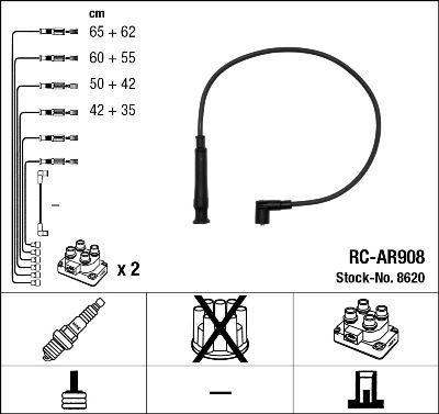 NGK Kit de câbles d'allumage 8620 8620 Faisceau d'allumage NGK ALFA ROMEO 145