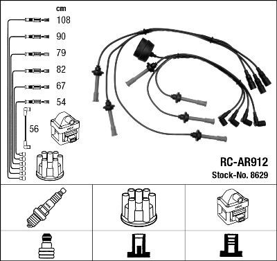 NGK Kit de câbles d'allumage 8629 Alfa Romeo 145 Faisceau d'allumage NGK 8629
